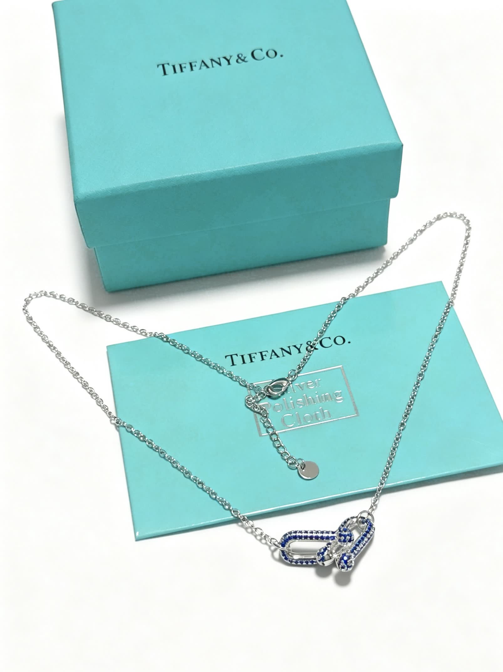 Tiffany & Co. Blue Diamond Heart Tag Necklace